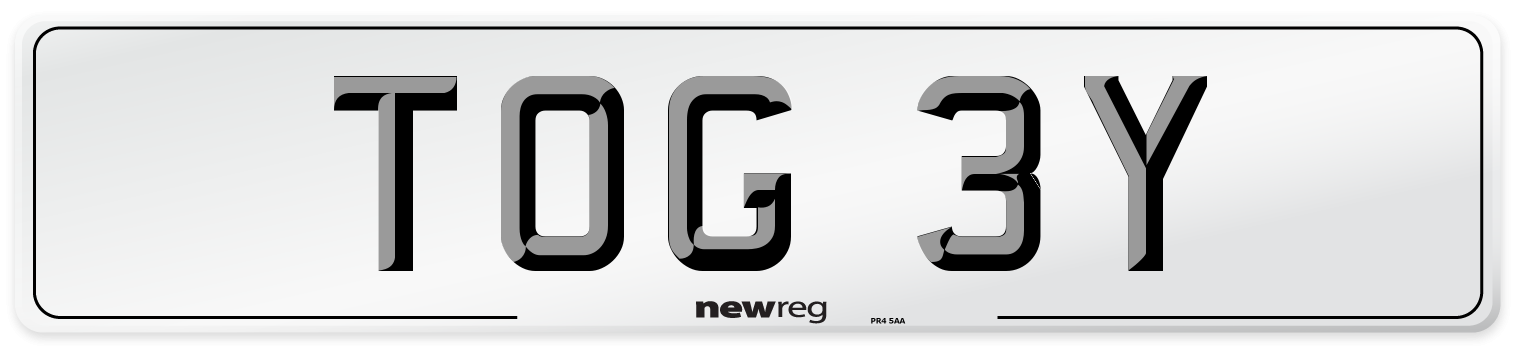 TOG 3Y Number Plate from New Reg